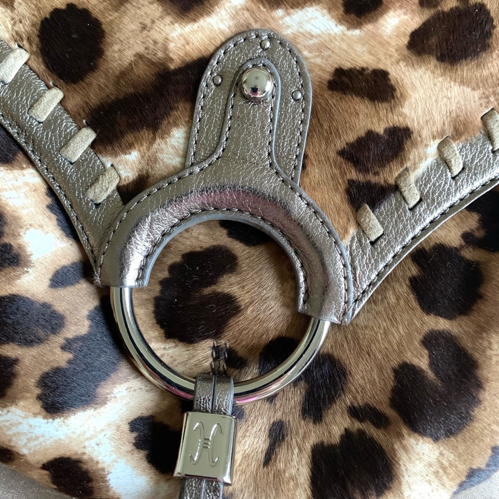 Cole Haan Leather Leopard and Hide Skin Flap Purse Bag - Picture 3 of 9
